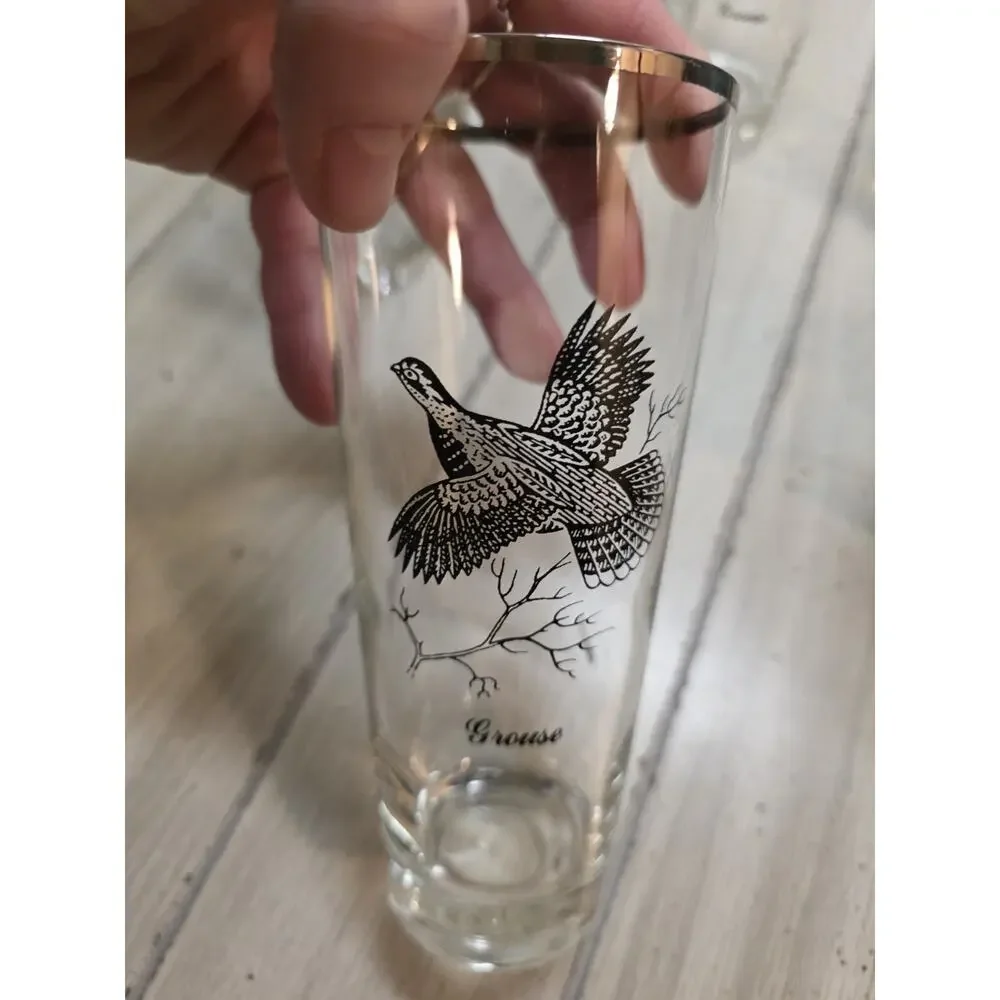Vtg Federal Highball Glasses Canada Goose Game Birds Sportsman Barware Man Cave